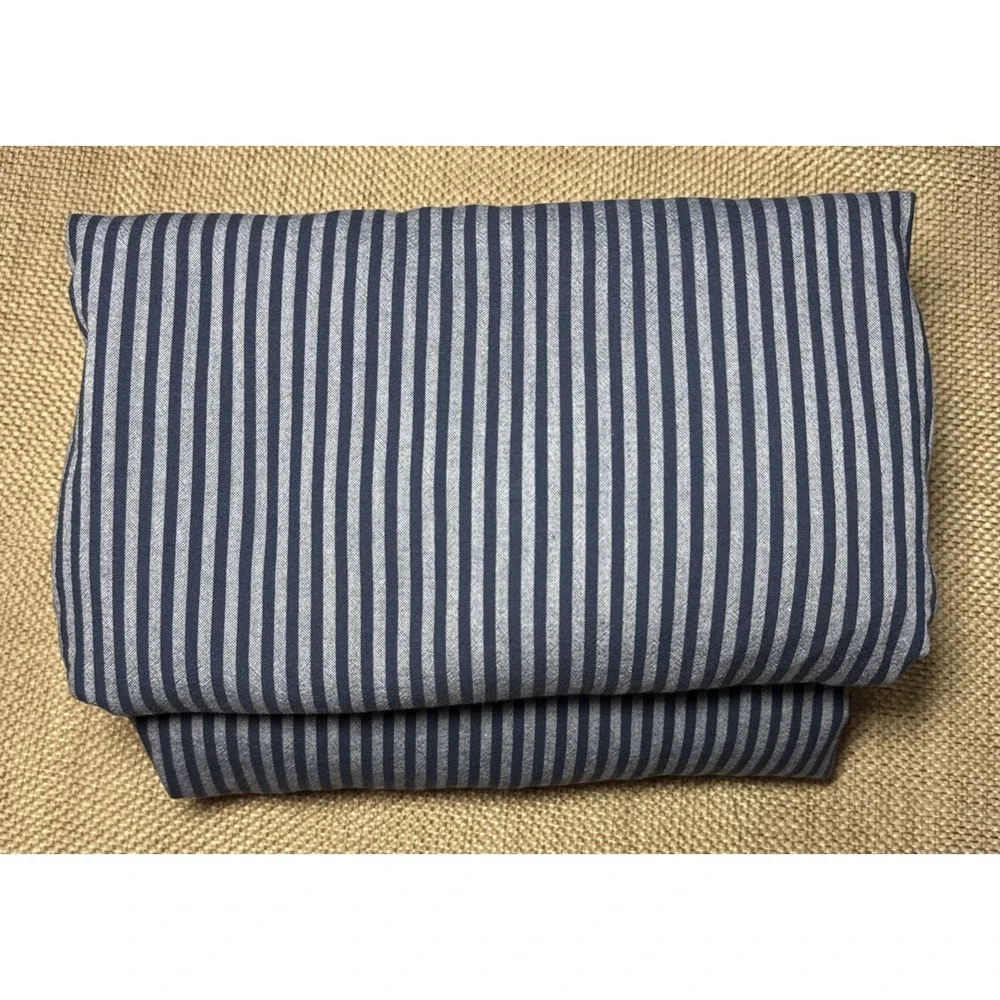 Pottery Barn Teen Boxter Stripe Sheet Set TWIN XL Navy Blue Chambray Bedding
